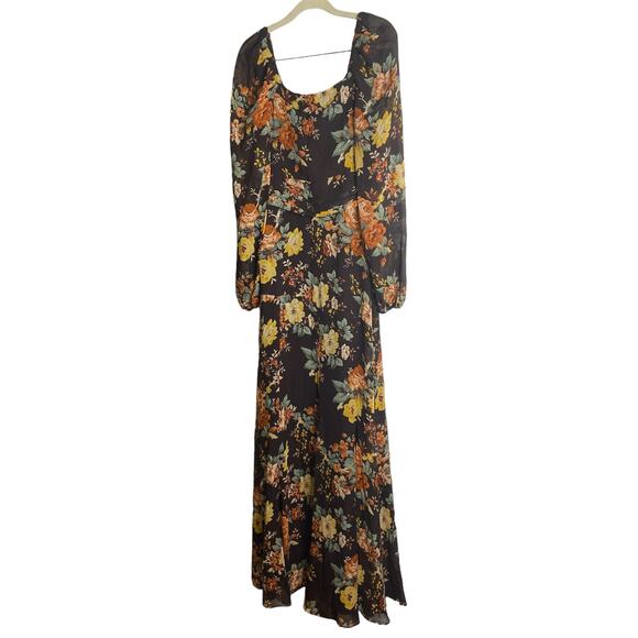 Veronica Beard Silk Floral Print Avani Maxi Dress Oxblood Boho Princess Size 4 - Picture 10 of 12